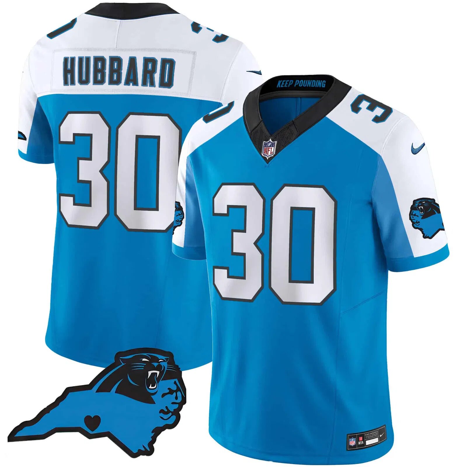 Men Carolina Panthers #30 Hubbard Light Blue 2024 Nike Vapor Limited NFL Jersey